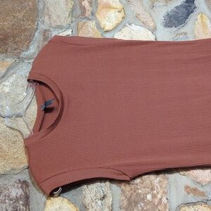 Alya Terracotta Ribbed Knit Midi Dress